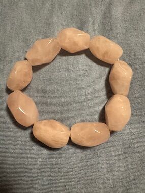 Rose Quartz Beaded Stretch Bracelet - Pink
